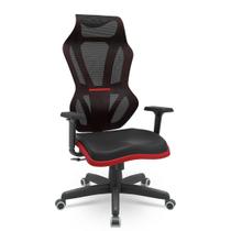 Cadeira Escritório Presidente Gamer Vizon DZ Plaxmetal Relaxsystem Preta/Vermelha