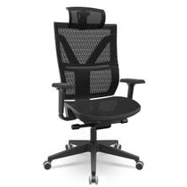 Cadeira Escritório Presidente Giratória Darix Plaxmetal NR17 em Tela Preta