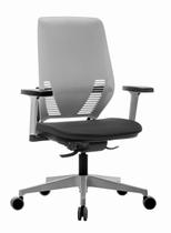 Cadeira Escritório Presidente Giratória Easyflex Rhodes Encosto Branco Braço Boss Poliéster Preto