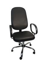 Cadeira Escritório Presidente Slin - Tecido material sintético Base Cromada