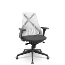 Cadeira Escritório Presidente Tela Bix-X Sincron Slider Assento Cinza Encosto Branco Estrutura Preta Plaxmetal Cadeira Escritório Presidente Tela Bix-X Sincron Slider Assento Cinza Encosto Branco Estrutura Preta Plaxmetal