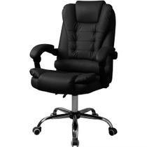 Cadeira Escritório Reclinável material sintético Ajustável Base Cromada Cadeira Escritório Reclinável material sintético Ajustável Base Cromada