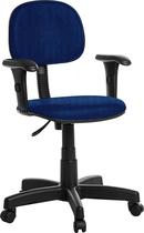 Cadeira Escritorio Secretaria Com Braço Crepe Azul Marinho - Goldflex