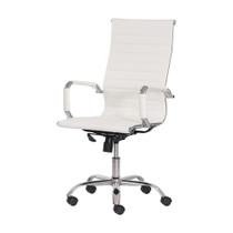 Cadeira Escritório Stripes Presidente Pu Branca Base Giratór - Waw Design Cadeira Escritório Stripes Presidente Pu Branca Base Giratór - Waw Design