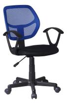 Cadeira Escritorio Tela Mesh Black Blue Giratoria Ate 100kg - BASIC MESH