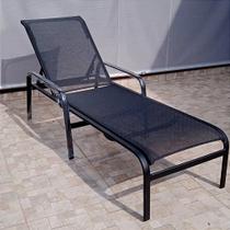 Cadeira Espreguiçadeira de Piscina Sling em Tela e Aluminio Preto