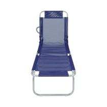 Cadeira Espreguiçadeira De Praia Azul Em Alumínio - Belfix