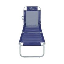 Cadeira Espreguiçadeira De Praia Azul Em Alumínio - Belfix
