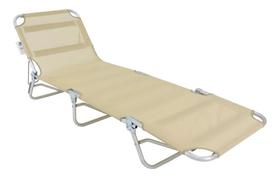 Cadeira Espreguiçadeira em Poliéster e Alumínio Bege Bel Fix