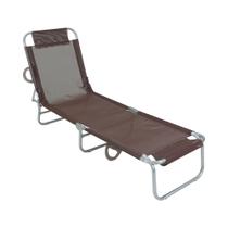 Cadeira Espreguiçadeira em Poliéster e Alumínio Marrom Bel