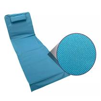 Cadeira Espreguiçadeira Praia Piscina Dobrável Azul Claro C/ Bolsa