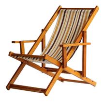 Cadeira Espreguiçadeira Preguiçosa Dobrável Envernizada Mel em Madeira Maciça Tecido Impermeável Listrado Marrom Com Braço Cadeira Espreguiçadeira Preguiçosa Dobrável Envernizada Mel em Madeira Maciça Tecido Impermeável Listrado Marrom Com Braço