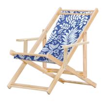 Cadeira Espreguiçadeira Preguiçosa Dobrável Madeira Maciça Natural Tecido Folhas Brancas Com Braço Cadeira Espreguiçadeira Preguiçosa Dobrável Madeira Maciça Natural Tecido Folhas Brancas Com Braço