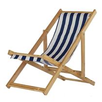 Cadeira Espreguiçadeira Preguiçosa Dobrável sem Braço Madeira Maciça Azul/Branco - Móveis Brasil