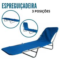 Cadeira Espreguiçadeira Textilene 3 Posições Dobrável Praia Piscina Alta Durabilidade - IMPORTWAY