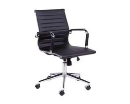 Cadeira Esteirinha Diretor Preta em material sintético - Base Giratória Cromada - Modelo D823-4B-A - 2% OFF no Frete