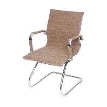 Cadeira Esteirinha material sintético Retro Castanho Base Fixa