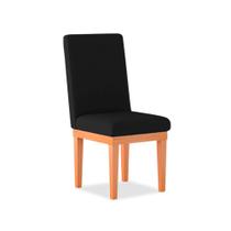 Cadeira Estofada Alice Para Sala de Jantar Suede Preto - Madeira Prima Deccor