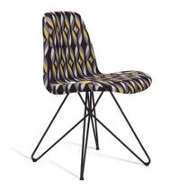 Cadeira Estofada Eames com Pés de Aço Colorido Preto - DAF