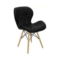 Cadeira Estofada Eiffel Slim Wood Pés de Madeira Preto