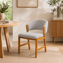 Cadeira Estofada Elegance Sala de Jantar Base Madeira Boucle Cadeira Estofada Elegance Sala de Jantar Base Madeira Boucle
