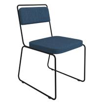 Cadeira Estofada Elis F02 Linho 765 Azul - Mpozenato