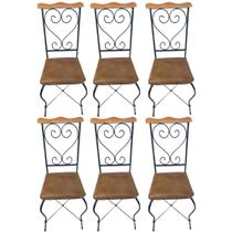 Cadeira Estofada Impermeável De Ferro Artesanal Kit com 6