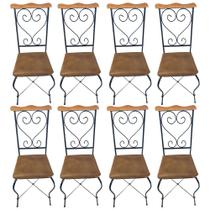 Cadeira Estofada Impermeável De Ferro Artesanal Kit com 8