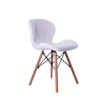 Cadeira Estofada Jantar Charles Eames Eiffel Slim Wood Confort Branco
