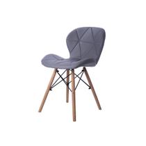 Cadeira Estofada Jantar Charles Eames Eiffel Slim Wood Confort Cinza
