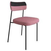 Cadeira Estofada Milli Corano/Linho F02 Preto/Rosa - Mpozenato