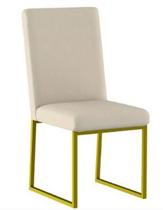 Cadeira Estofada Para Mesa De Jantar Base Industrial Dourado