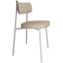 Cadeira Estofada Para Sala De Jantar Astrid Branco C01 Linho Areia - Lyam Decor Cadeira Estofada Para Sala De Jantar Astrid Branco C01 Linho Areia - Lyam Decor