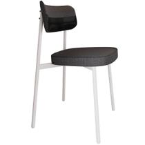 Cadeira Estofada Para Sala De Jantar Astrid Branco C01 Linho Preto material sintético Preto - Lyam Decor Cadeira Estofada Para Sala De Jantar Astrid Branco C01 Linho Preto material sintético Preto - Lyam Decor