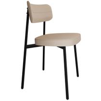 Cadeira Estofada Para Sala De Jantar Astrid Preto C01 Linho Areia - Lyam Decor Cadeira Estofada Para Sala De Jantar Astrid Preto C01 Linho Areia - Lyam Decor