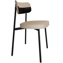 Cadeira Estofada Para Sala de Jantar Astrid Preto C01 Linho Areia material sintético Preto - Lyam Decor