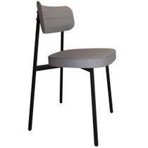 Cadeira Estofada Para Sala de Jantar Astrid Preto C01 Linho Cinza - Lyam Decor Cadeira Estofada Para Sala de Jantar Astrid Preto C01 Linho Cinza - Lyam Decor