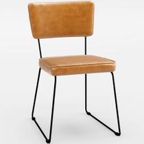 Cadeira Estofada Para Sala De Jantar Base De Aço Allana L02 tecido sintético Whisky - Lyam Decor