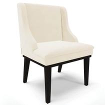 Cadeira Estofada para Sala de Jantar Base Fixa de Madeira Preto Lia Veludo Bege - Ibiza