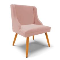 Cadeira Estofada para Sala de Jantar Pés Palito Lia Veludo Rosê - Ibiza