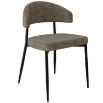 Cadeira Estofada Para Sala de Jantar Serena Preto C01 Linho Lautrec Marrom - Lyam Decor