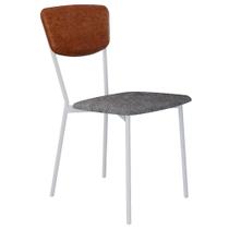 Cadeira Estofada Para Sala de Jantar Village Branco C01 Linho Prata material sintético Caramelo - Lyam Decor Cadeira Estofada Para Sala de Jantar Village Branco C01 Linho Prata material sintético Caramelo - Lyam Decor