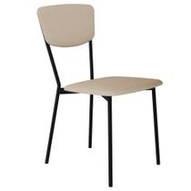 Cadeira Estofada Para Sala de Jantar Village Preto C01 Linho Areia - Lyam Decor Cadeira Estofada Para Sala de Jantar Village Preto C01 Linho Areia - Lyam Decor