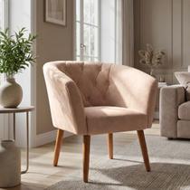 Cadeira Estofada Tecido Veludo Aconchegante para Sala de Espera Comercial Pés de Madeira Elegante Resistente