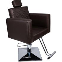 Cadeira Evidence Fixa Base Quadrada para Salão estofado Marrom