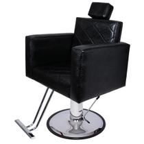 Cadeira Evidence Fixa Base Redonda para Salão estofado Preto Croco