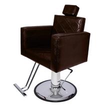 Cadeira Evidence Fixa Base Redonda para Salão Marrom Croco