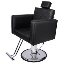 Cadeira Evidence Fixa Base Redonda para Salão Preto Acetinado