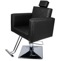 Cadeira Evidence Fixa Hidráulica Base Quadrada Estofado Preto acetinado