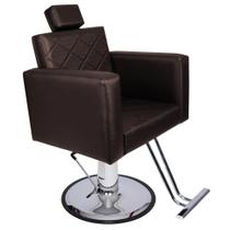 Cadeira Evidence Fixa Para Salão Base Redonda Estofado Marrom